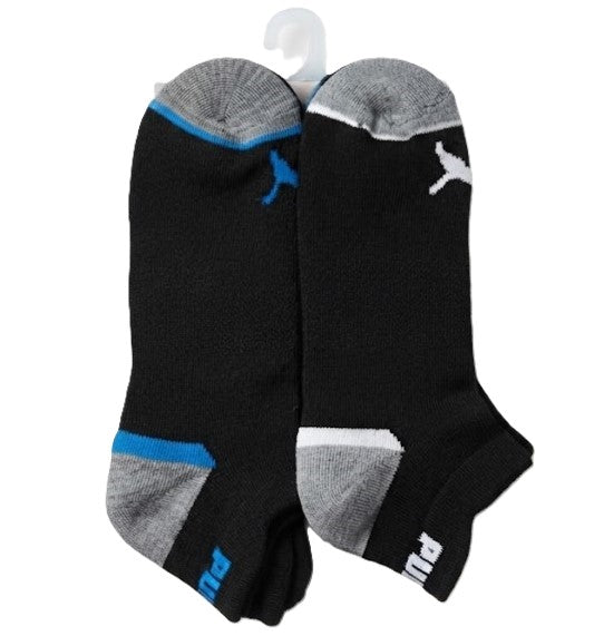 PUMA SOCKS MEN'S - LOW 263 - VITTA BLACK BLUE - LARGE - PACK 6 XX