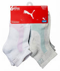 PUMA SOCKS WOMEN'S - QUARTER 263 - PIPE WHITE PINK - SHOE SZ 5-9.5 - PACK 6