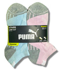 PUMA SOCKS WOMEN'S - LOW CUT 253 - ASHY BLUE PINK - SHOE SZ 5-9.5 - PACK 6