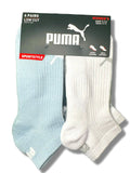 PUMA SOCKS WOMEN'S - LOW CUT 253 - RIBBED BLUE WHITE - SHOE SZ 5-9.5 -PACK 6
