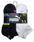 PUMA SOCKS WOMEN'S - QUARTER 263 - FERN BLACK PINK - SHOE SZ 5-9.5 -PACK 6