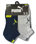 PUMA SOCKS MEN'S - LOW CUT - DUSK 253 - BLUE GREY - LARGE (10-13) PACK 6 XX