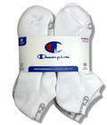CHAMPION SOCKS WOMEN'S - LOW CUT - 253 WHITE WHITE - SHOE SZ 5-9 PACK 6