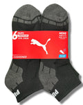 PUMA SOCKS MEN'S - QUARTER CUT - CUBE 253 - BLACK GREY - LARGE (10-13) PACK 6 XX
