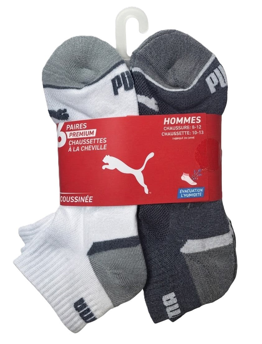 PUMA SOCKS MEN'S - QUARTER 263 - KIMBO BLUE WHITE - LARGE - PACK 6 XX