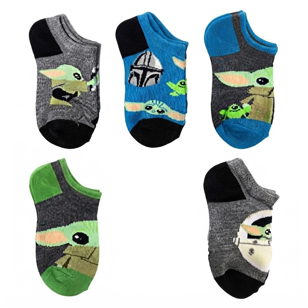 SOCKS BOYS X5 - STAR WARS MANDALORIAN - SZ SHOE SZ 7/10 - NO SHOW 5 PACK