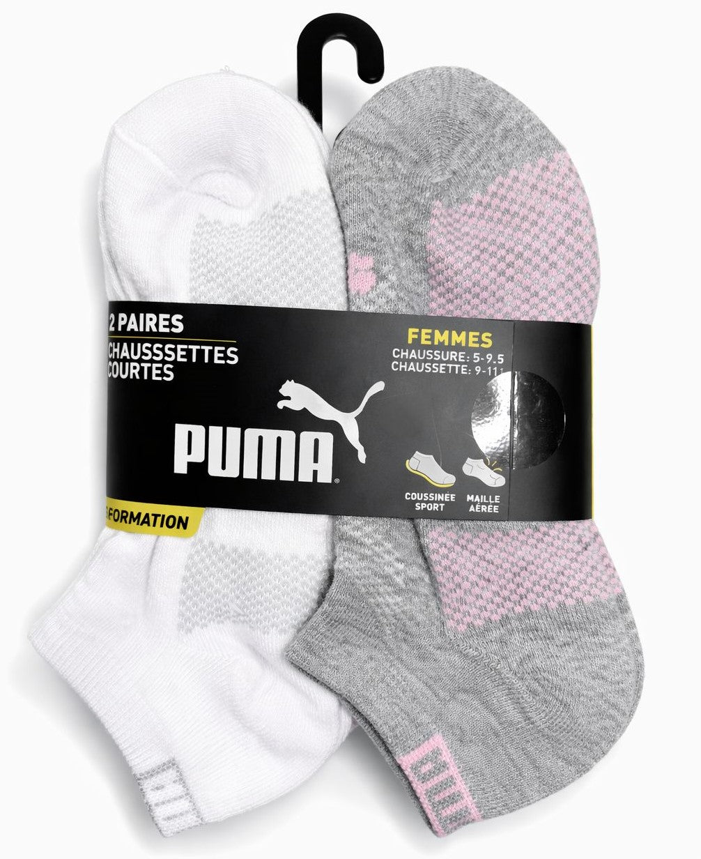 PUMA SOCKS WOMEN'S - LOW CUT - KIRO 263 - GREY WHITE - SHOE SZ 5-9.5 - PACK 6