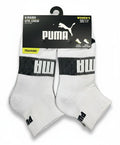PUMA SOCKS WOMEN'S - QUARTER 263 - EDGE WHITE BLACK - SHOE SZ 5-9.5 - PACK 6