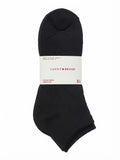 LUCKY BRAND SOCKS WOMEN'S - QUARTER CUT 263 - SOLID BLACK - PACK 8