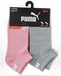 PUMA SOCKS WOMEN'S - LOW CUT 263 - RIBBED PINK GREEN - SHOE SZ 5-9.5 -PACK 6