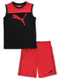PUMA BOYS OUTFIT - 231 RED BLACK SZ 5 - BASKETBALL SOCCER SHIRT SHORTS SET 2