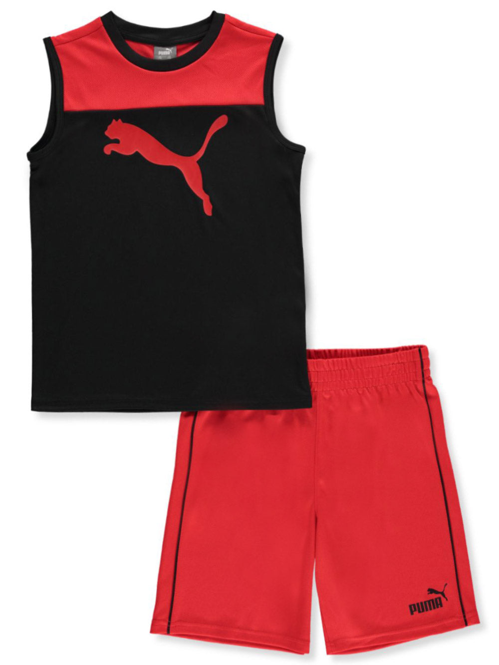 PUMA BOYS OUTFIT - 231 RED BLACK SZ 5 - BASKETBALL SOCCER SHIRT SHORTS SET 2