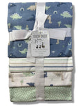 RECEIVING X4 - DUCK DUCK BOYS 243- DINOSAUR STRIP - BLANKETS COTTON 4 PACK BABY