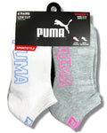 PUMA SOCKS WOMEN'S - LOW CUT 253 - SLATE WHITE GREY - SHOE SZ 5-9.5 -PACK 6