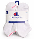 CHAMPION SOCKS WOMEN'S - LOW CUT - 263 WHITE PINK - SHOE SZ 5-9 PACK 6