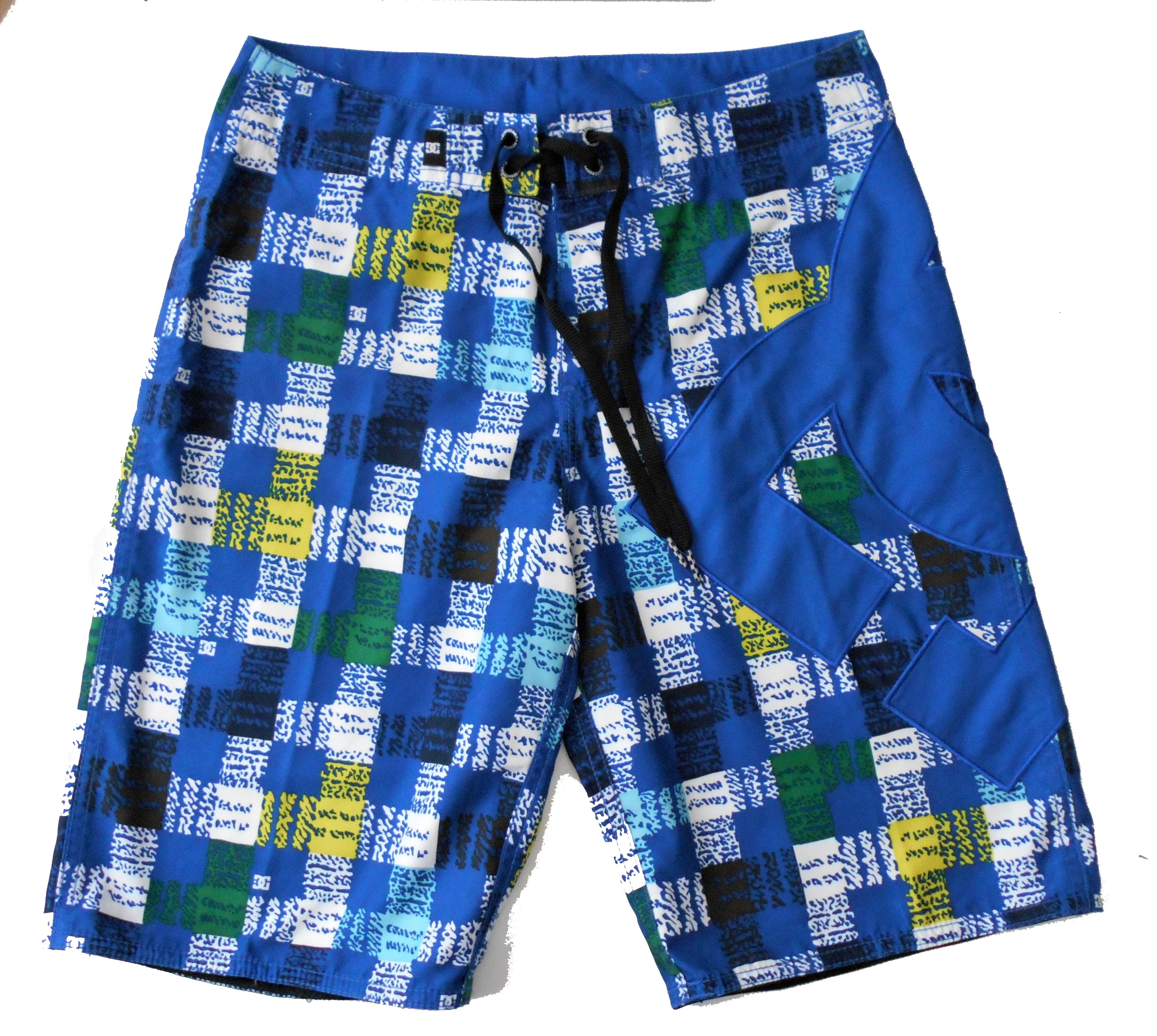 DC SHOES SWIMSUIT MENS - SZ 28 SMALL - BLUE PLAID - BOARD SHORTS SWIM BOYS 16