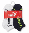 PUMA SOCKS BOYS X6 - QUARTER 263 - PIPE WHITE BLUE NAVY SZ LARGE 4-9.5 - 6 PACK