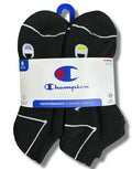 CHAMPION SOCKS WOMEN'S - LOW CUT - 253 BLACK BLACK - SHOE SZ 4-10 PACK 6