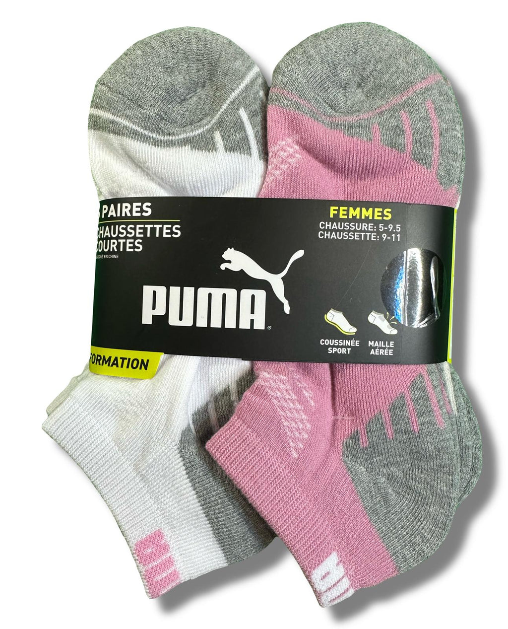 PUMA SOCKS WOMEN'S - LOW CUT 253 - ASHY CREAM PINK - SHOE SZ 5-9.5 - PACK 6