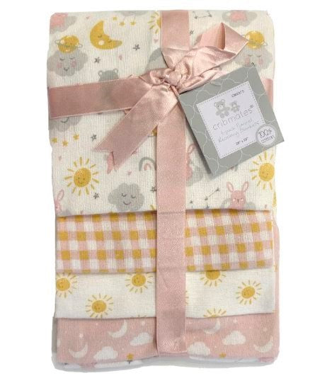 RECEIVING X4 - CRIBMATES GIRLS - SUN PLAID - BLANKETS COTTON 4 PACK BABY