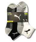 PUMA SOCKS MEN'S - QUARTER CUT - BLISS 243 - BLACK WHIT- LARGE (10-13) PACK 6 XX